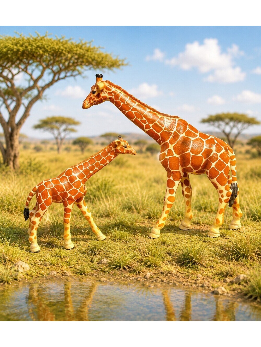 Schleich 2003 Set Of 2 Giraffe Female & Calf Wild Life Figurines #14750 #14751